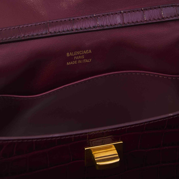Close-up of Balenciaga shoulder bags hardware and fine stitching