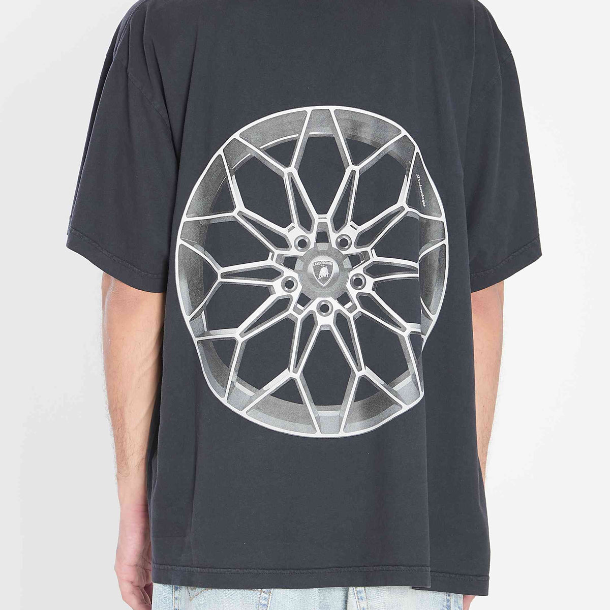 Close-up of Balenciaga tee shirts hardware and fine stitching