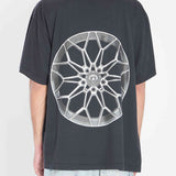 Close-up of Balenciaga tee shirts hardware and fine stitching