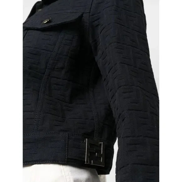Close-up of Fendi jackets hardware and fine stitching