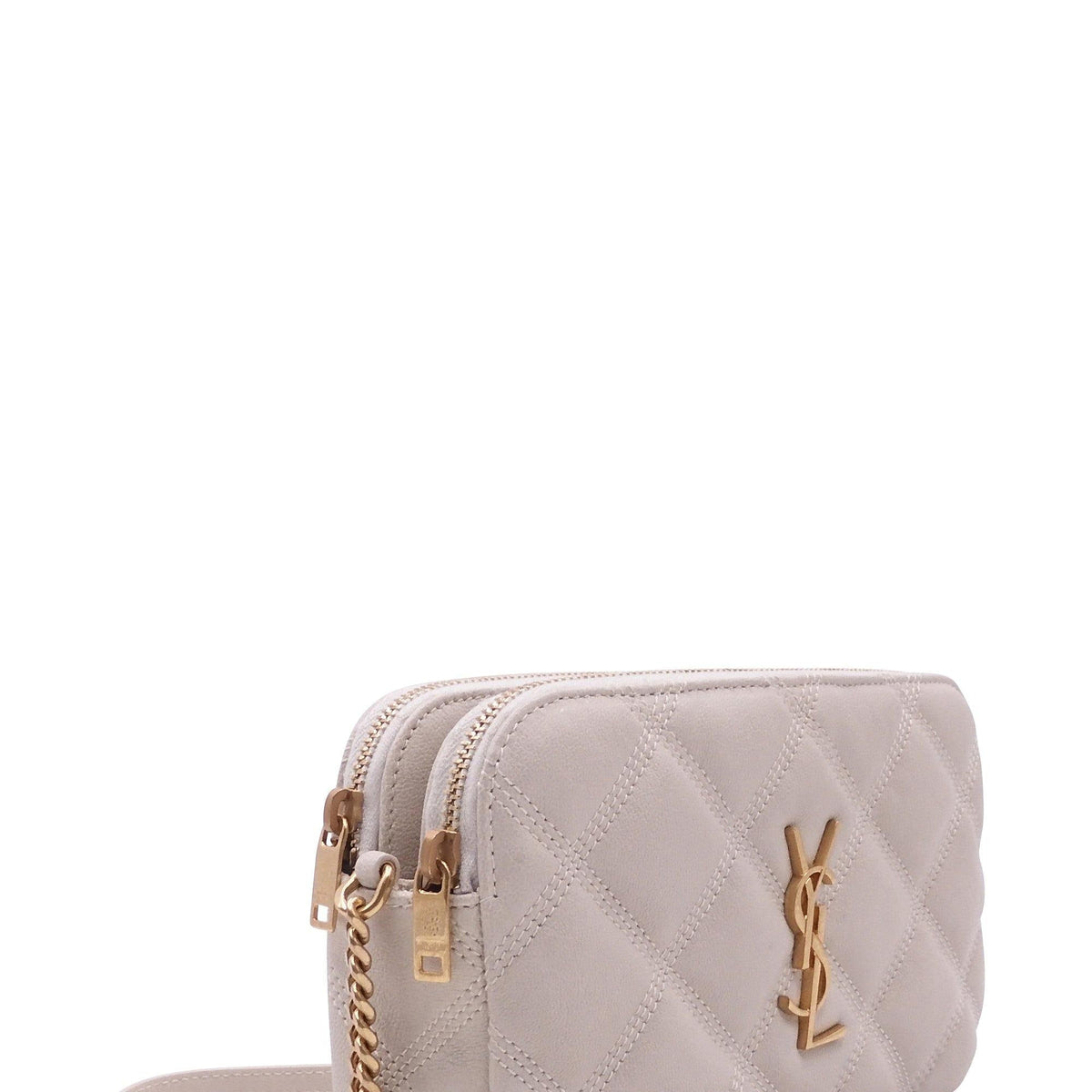 Saint Laurent Bags? Saint Laurent Becky Double Zip Pouch Shoulder Bag Dusky White Luxury Designer Leather Handbag