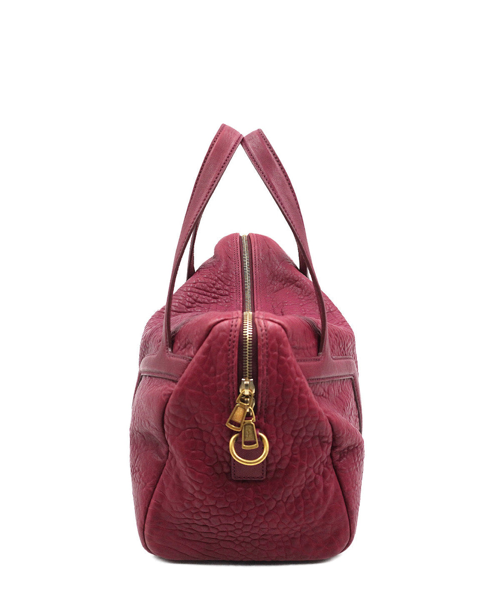 Pebbled premium bags detail and craftsmanship close-up
