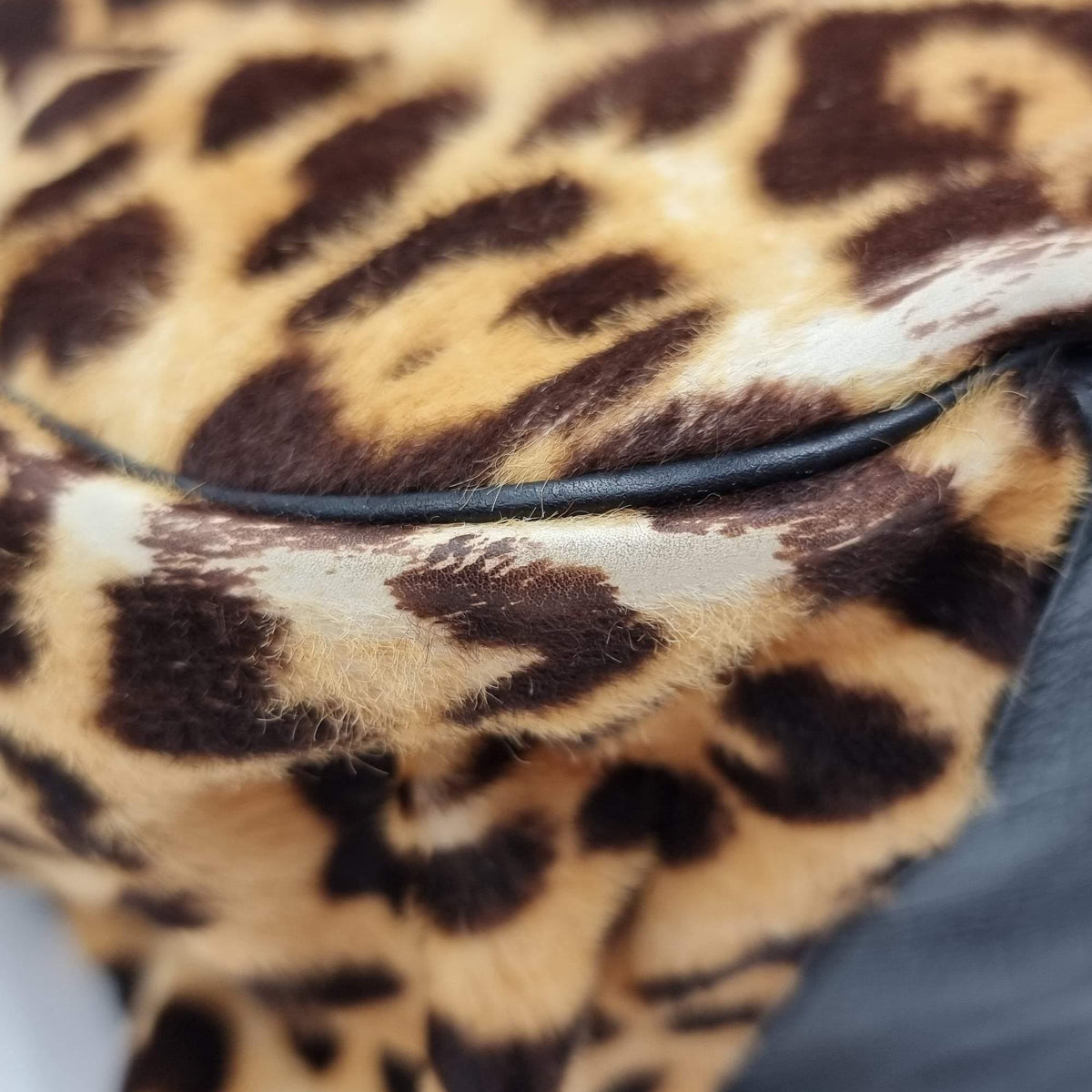 Close-up of Pony bags hardware and fine stitching