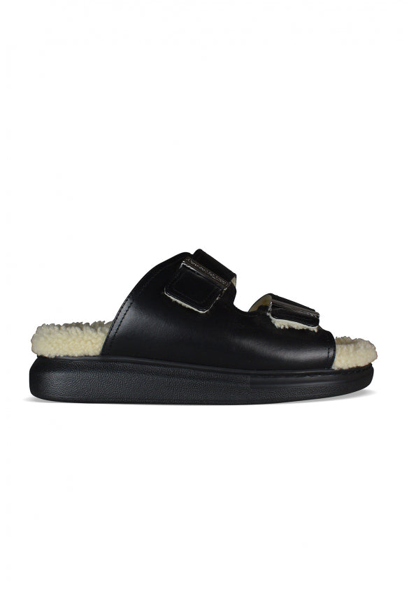 Alexander McQueen Shoes? Alexander Mcqueen Women Shearling-Lined Slides Comfortable Everyday Designer Shoes