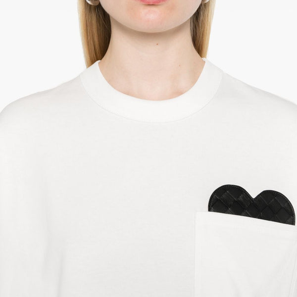 Bottega Veneta T-Shirts? Bottega Veneta Women Heart Detail Cotton T-Shirt Premium Designer Cotton T-Shirt