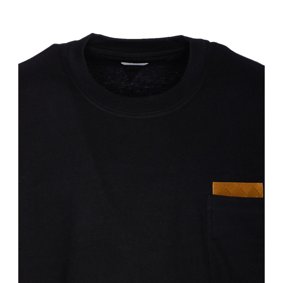 Close-up of Bottega Veneta tee shirts hardware and fine stitching