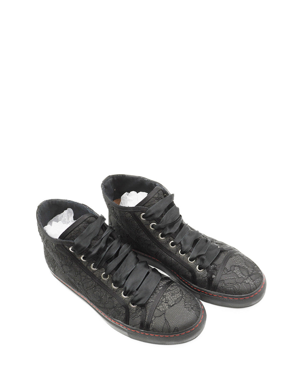 Valentino Bags? Valentino Black Lace Ribbon High Top Sneakers Black Luxury Designer Leather Handbag